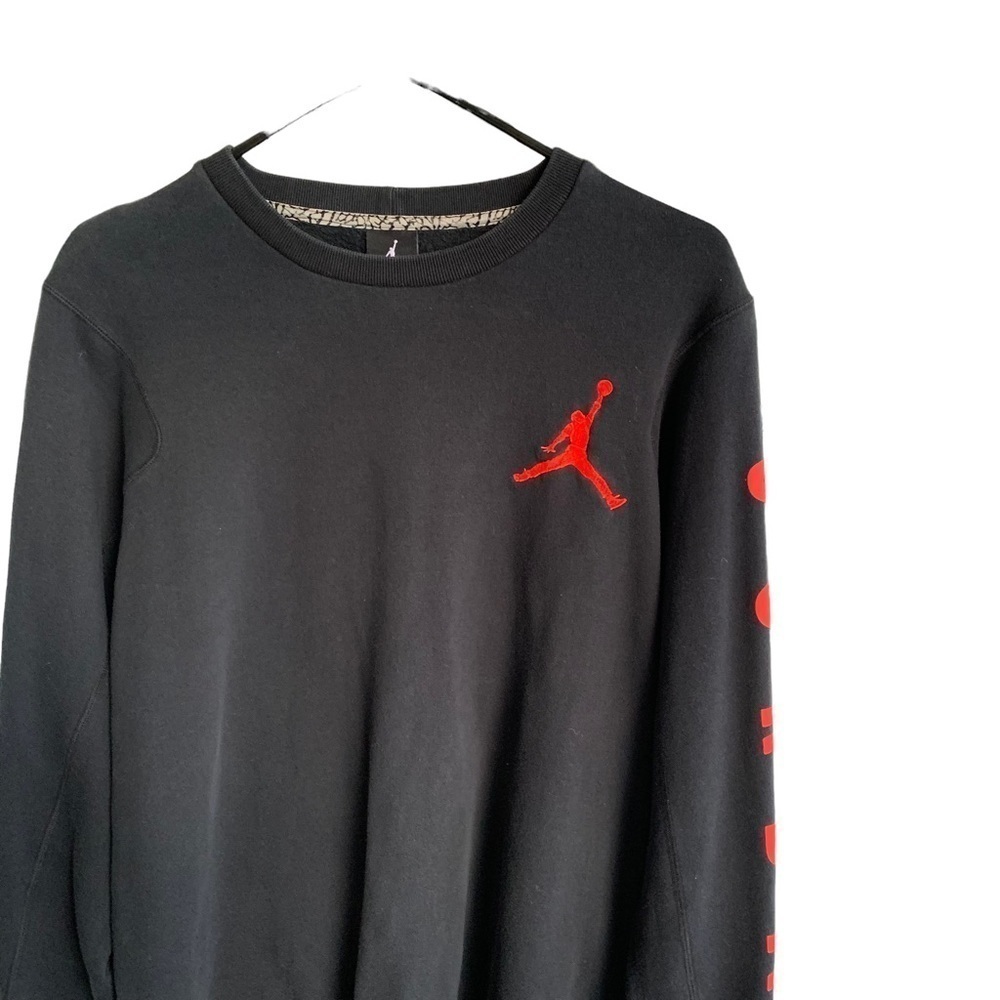 Nike Air Jordan Black Red White NBA Crewneck Sweatshirt Basketball Size Large - Picture 2 of 6